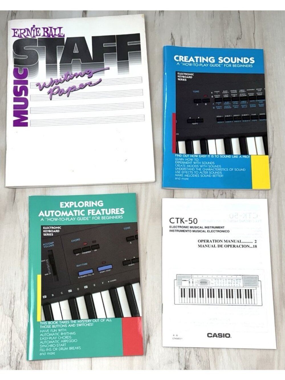 Casio CTK-50 Electronic Keyboard Manual & Hal-Leonard How-to Guides + Music Book